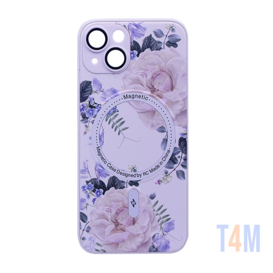 Flower Design Magnetic Case for Apple iPhone 14 White